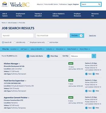 Job Board screen capture