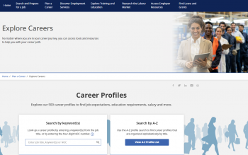 Explore Careers web page